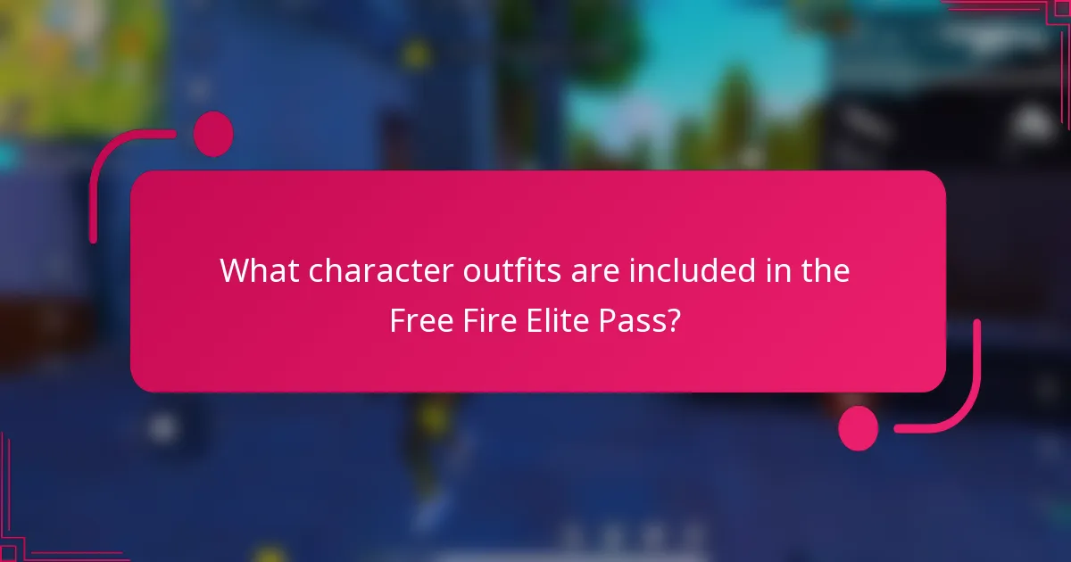 What character outfits are included in the Free Fire Elite Pass?